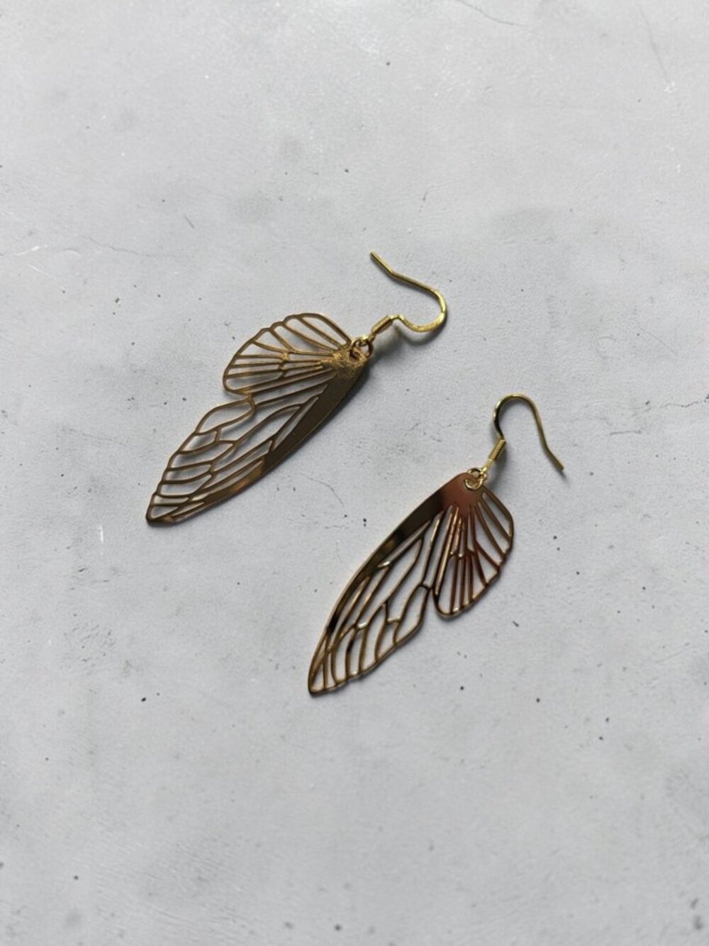 Gold Openwork Butterfly Wing Statement Dangle Earrings - Picture 1 of 7